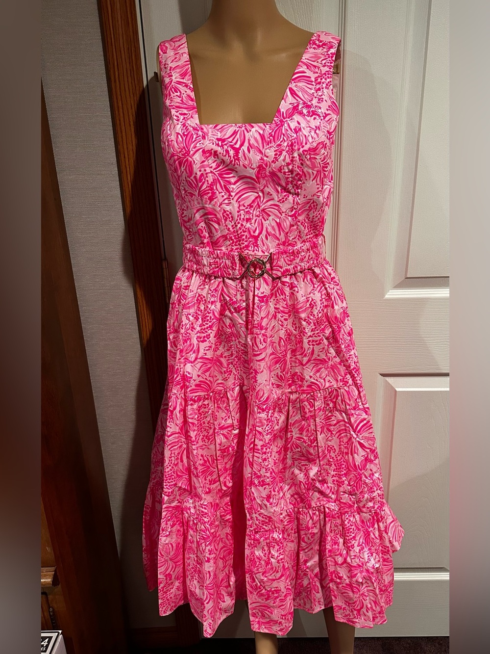 Lilly Pulitzer McKinnon  Pink Floral Midi Dress